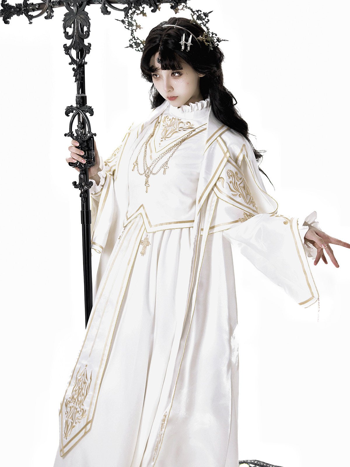 Holy Goddess Elegant Gorgeous Court Lolita Dress - LolitaEraCoatWhiteSHoly Goddess Elegant Gorgeous Court Lolita Dress