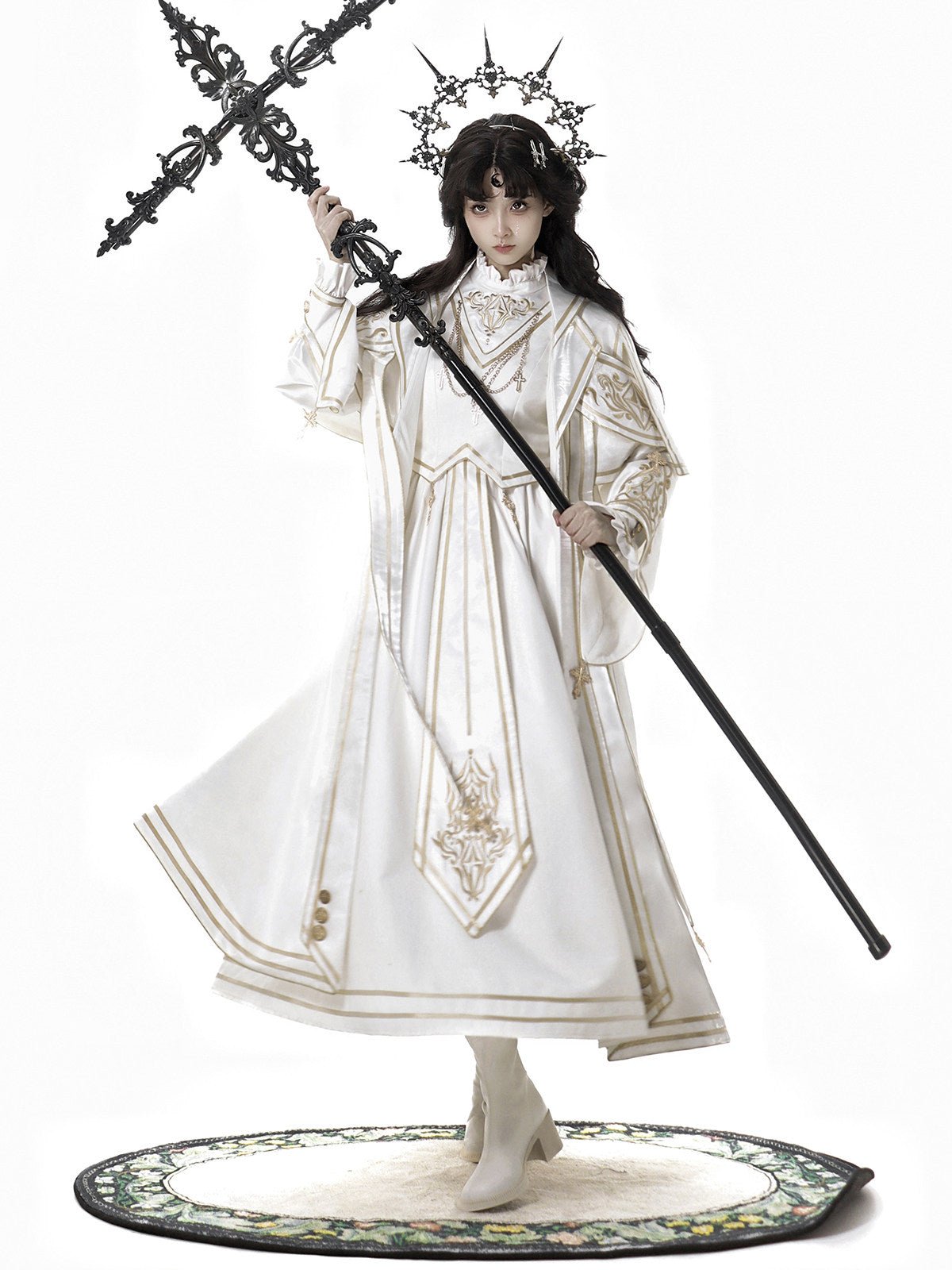 Holy Goddess Elegant Gorgeous Court Lolita Dress - LolitaEraCoat + Dress(Set Special Offer)WhiteSHoly Goddess Elegant Gorgeous Court Lolita Dress