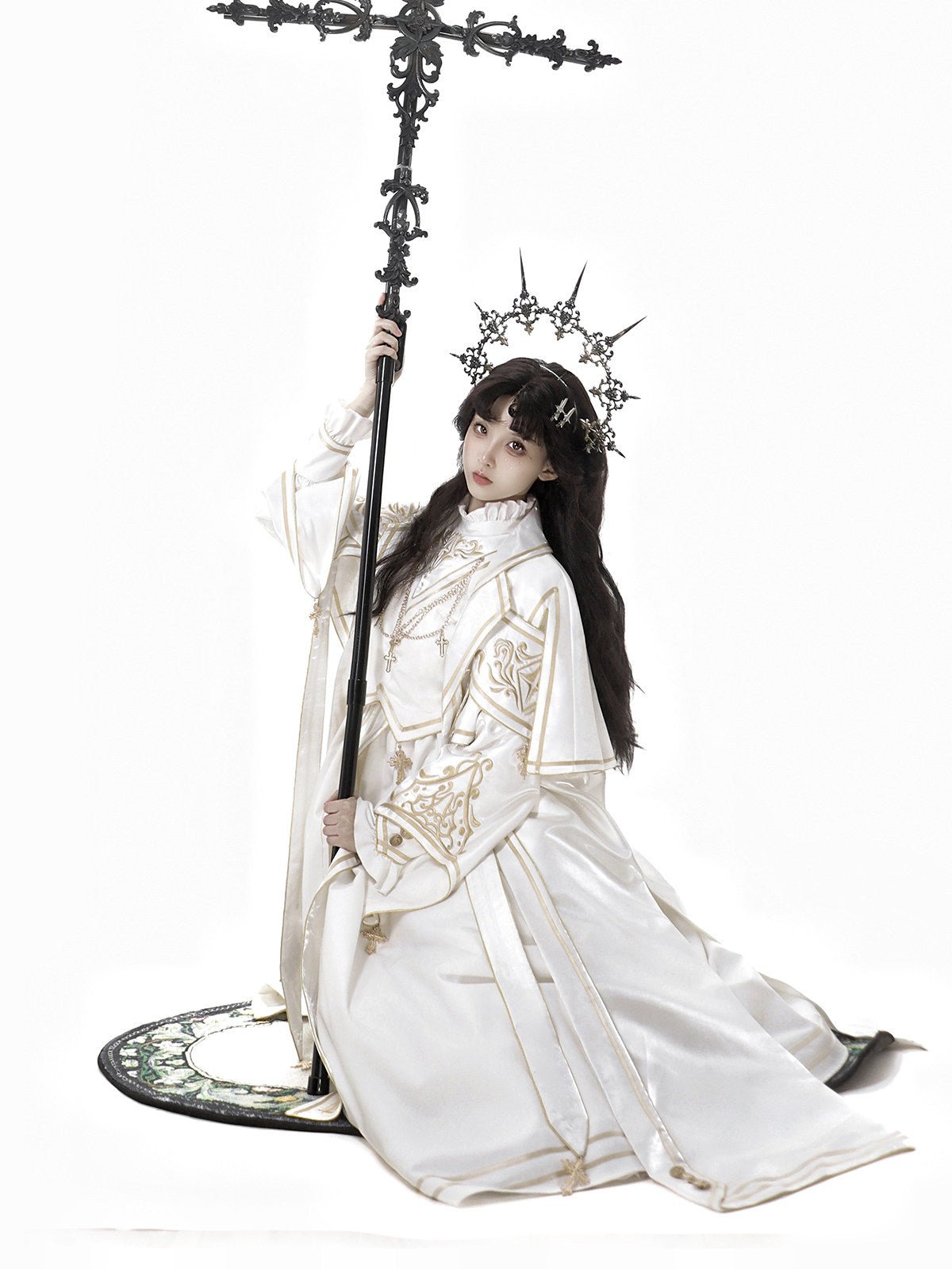 Holy Goddess Elegant Gorgeous Court Lolita Dress - LolitaEraCoatWhiteSHoly Goddess Elegant Gorgeous Court Lolita Dress