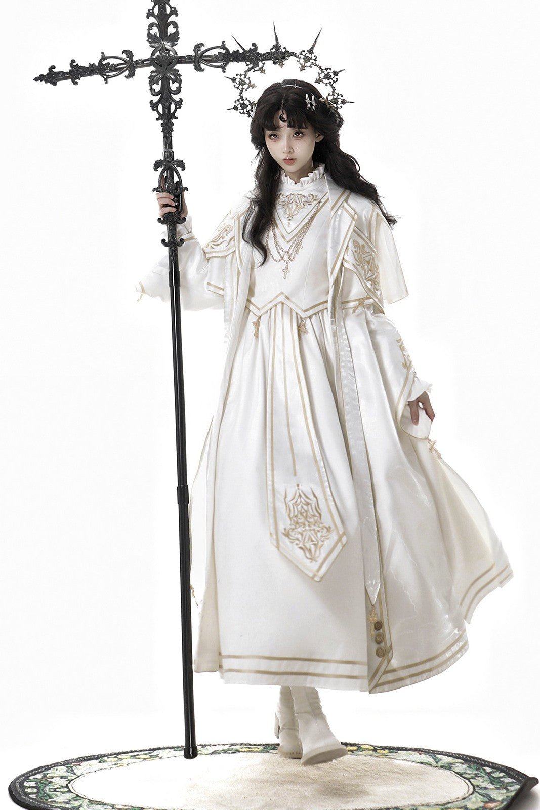Holy Goddess Elegant Gorgeous Court Lolita Dress - LolitaEraCoat + Dress(Set Special Offer)WhiteSHoly Goddess Elegant Gorgeous Court Lolita Dress