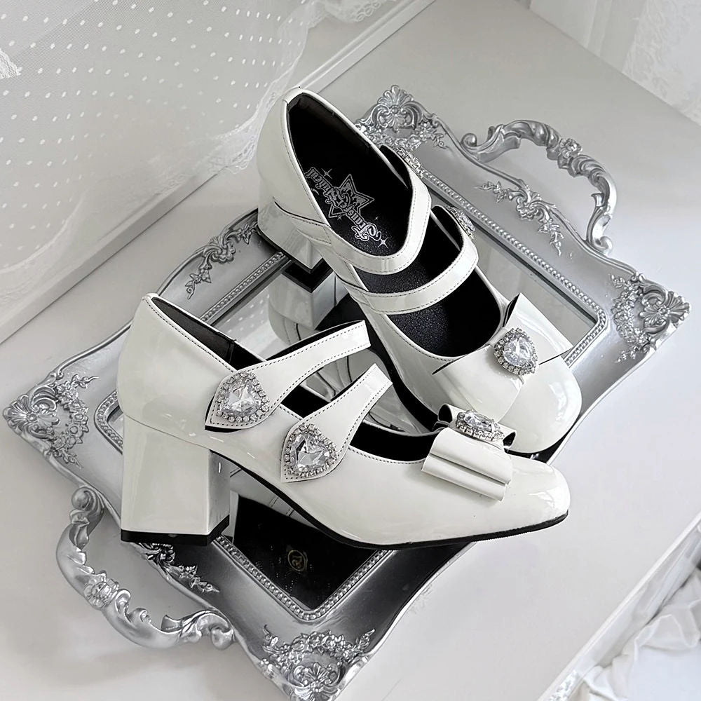 Transfer Student Night Prom Square Toe Mary Jane Chunky Heel Shoes