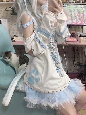 Human Pact Sub - kawaii Oversized Cat - ear Hoodie - LolitaEraWhiteMHuman Pact Sub - kawaii Oversized Cat - ear Hoodie