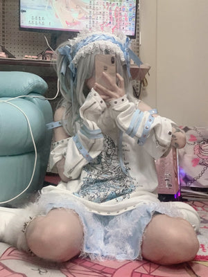 Human Pact Sub - kawaii Oversized Cat - ear Hoodie - LolitaEraWhiteMHuman Pact Sub - kawaii Oversized Cat - ear Hoodie