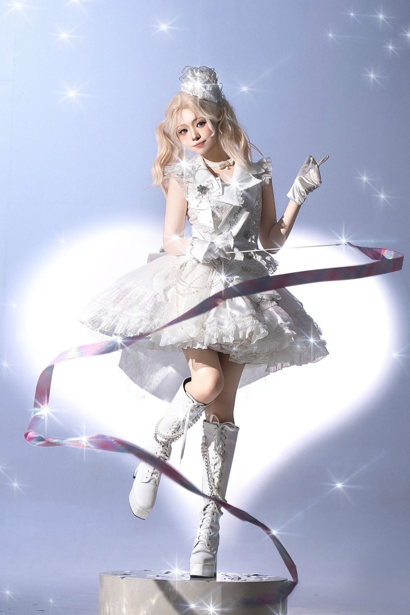 Idol Glow Lolita Stage Outfit - LolitaEraWhite SetSIdol Glow Lolita Stage Outfit