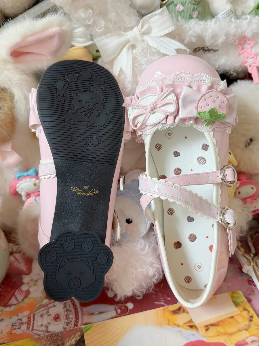 In-stock Berry Troubles Red Lolita Shoes Strawberry Lolita Cat Paw Heel Strawberry Rhapsody Lolita Shoes