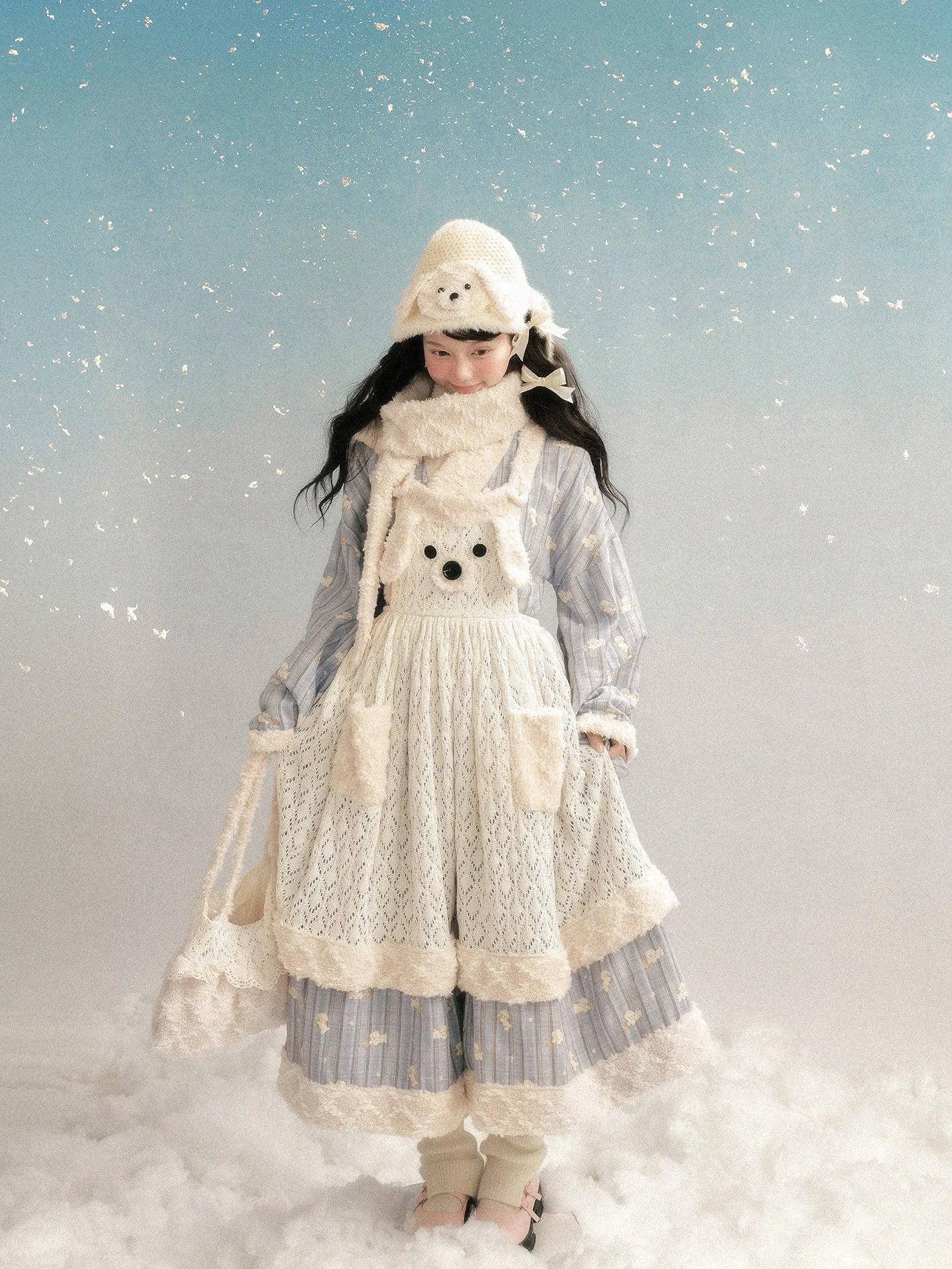 *In Stock* "Fluffy Puppy" Original Improved Ming-style Cross-collar Top Improved Ming-style Tieli Knitted Apron