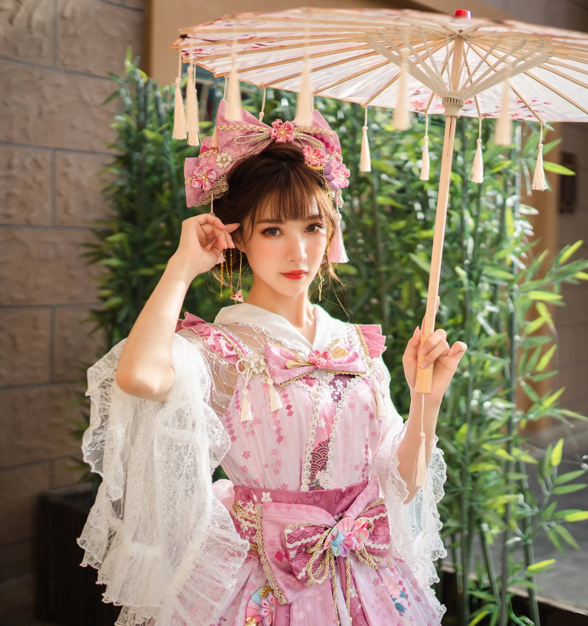In-stock FS Full Payment High-waisted Falling Cherry Blossom Cat Island Lolita Japanese-style JSK Haori Inner