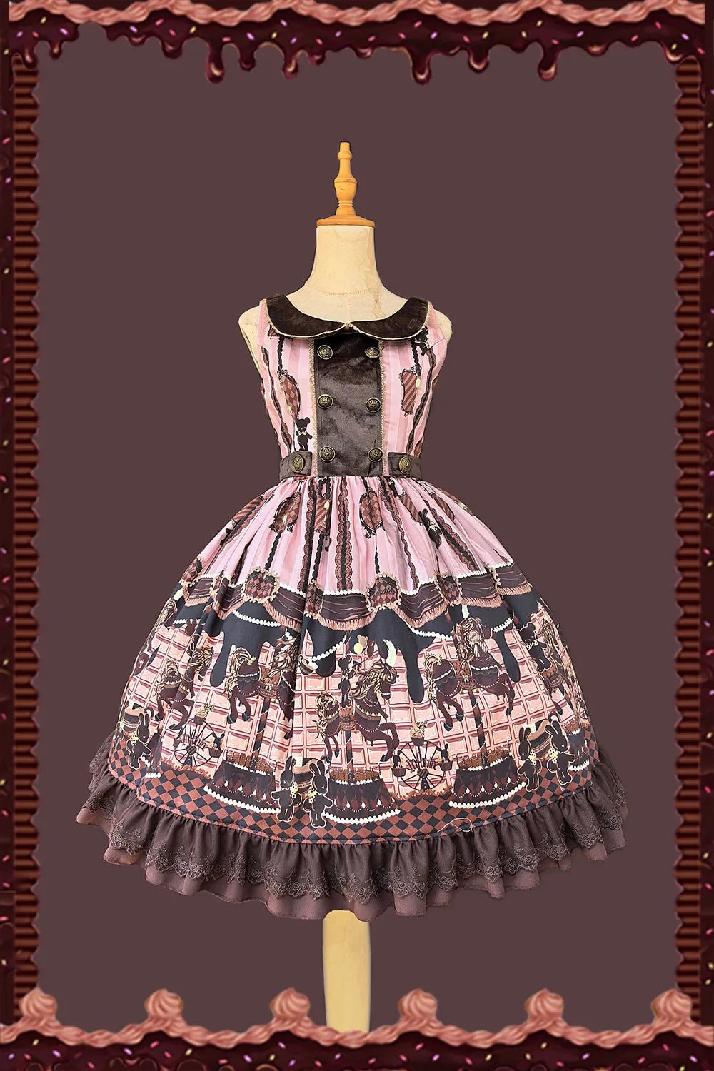 Infanta Chocolate Carousel Cotton Sweet Lolita JSK Dress - LolitaEra