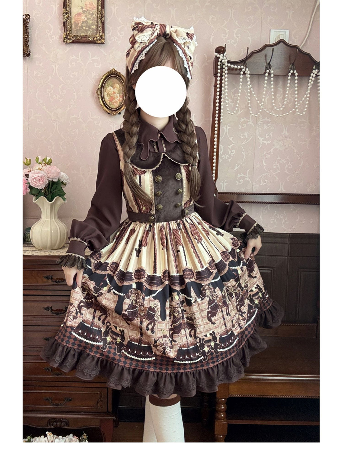 Infanta Chocolate Carousel Cotton Sweet Lolita JSK Dress - LolitaEra