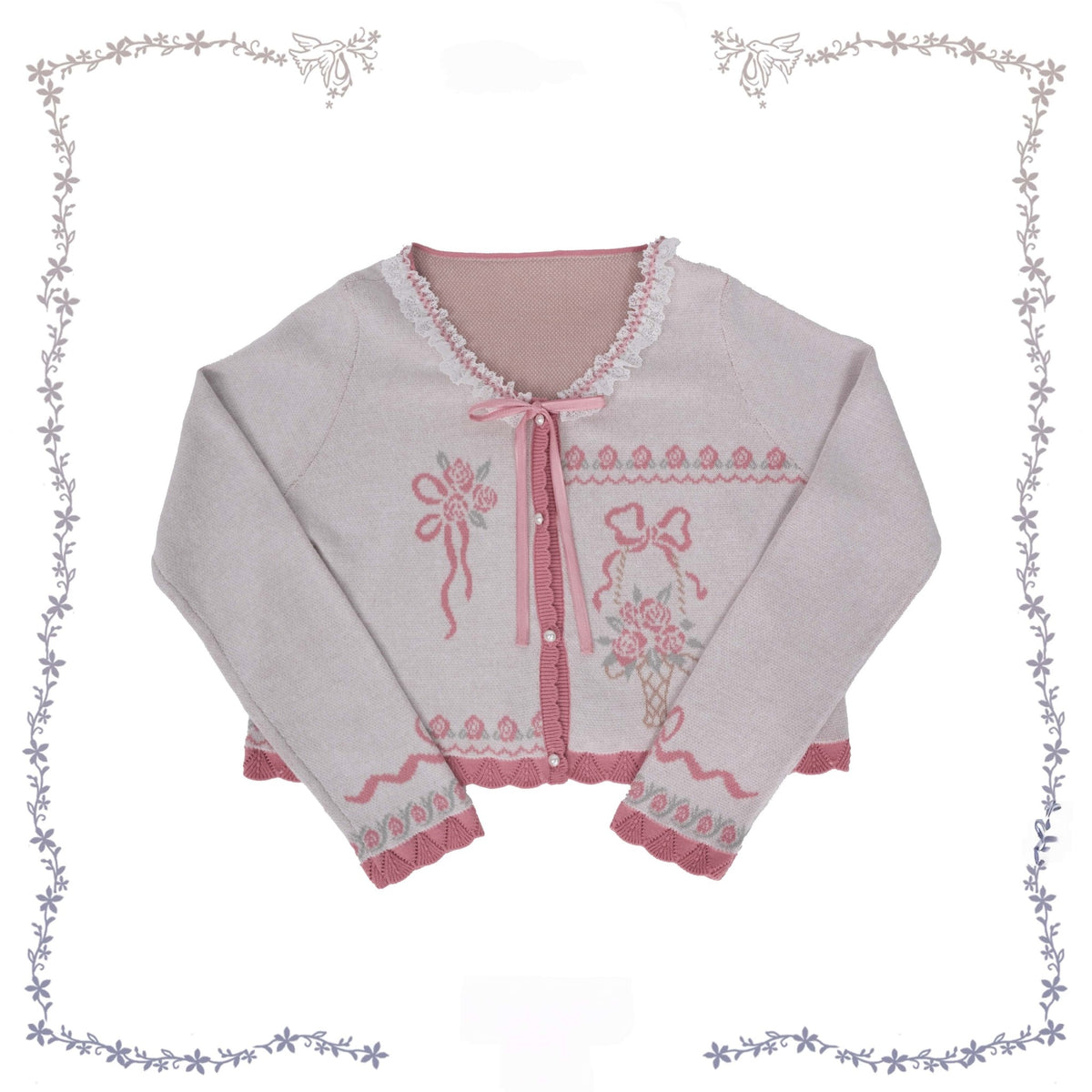 Iris Clock Lolita Flutter Sleeves Printed OP & Cut‑Work Embroidered Lapel JSK - LolitaEra
