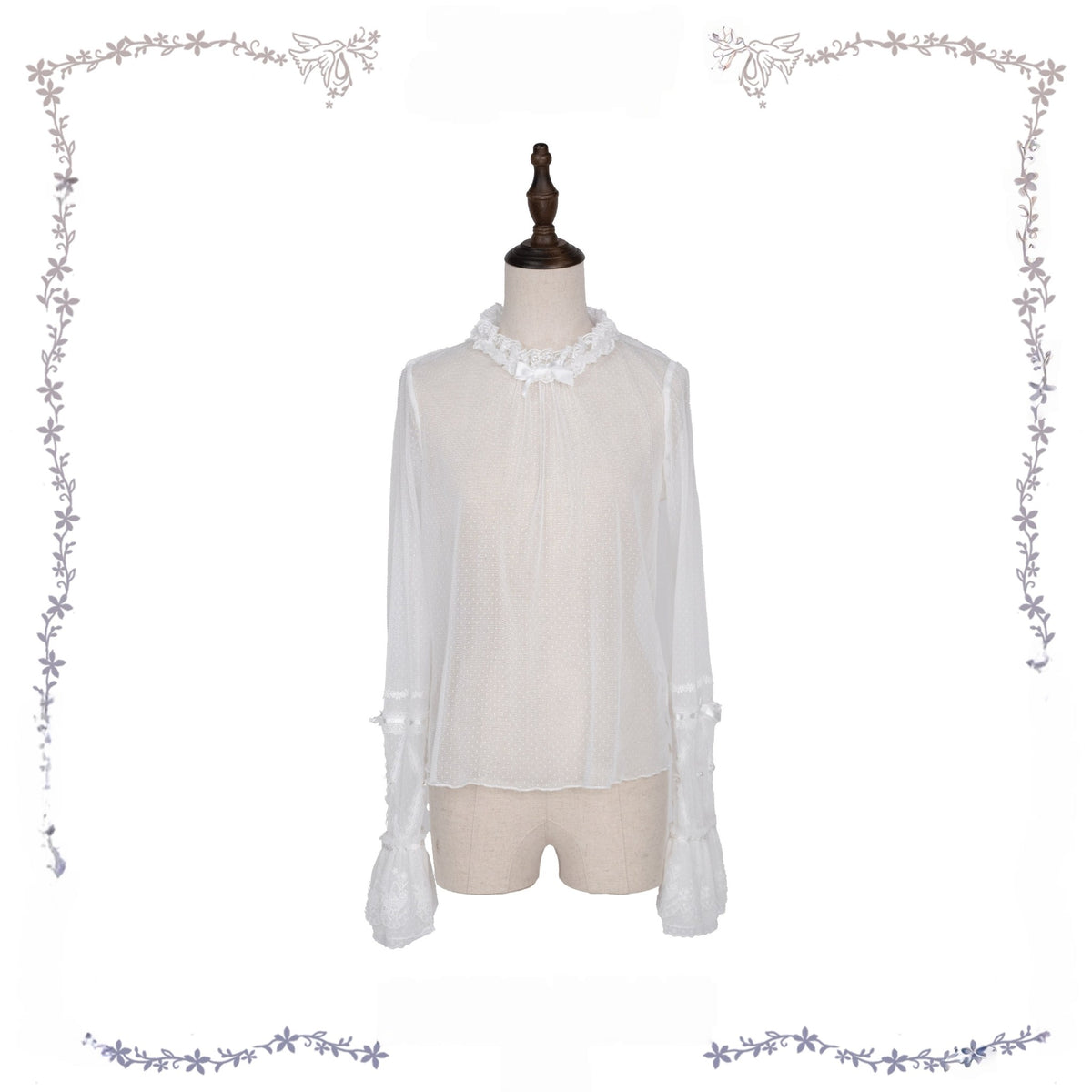 Iris Clock Lolita Flutter Sleeves Printed OP & Cut‑Work Embroidered Lapel JSK - LolitaEra