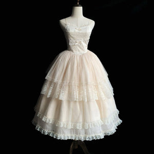 Ivory Tower Classic Dreamy Lolita White OP/JSK Dress - LolitaEraLong JSKXSIvory Tower Classic Dreamy Lolita White OP/JSK Dress