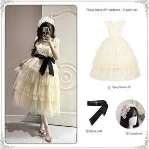 Ivory Tower Classic Dreamy Lolita White OP/JSK Dress - LolitaEraOP SetXSIvory Tower Classic Dreamy Lolita White OP/JSK Dress