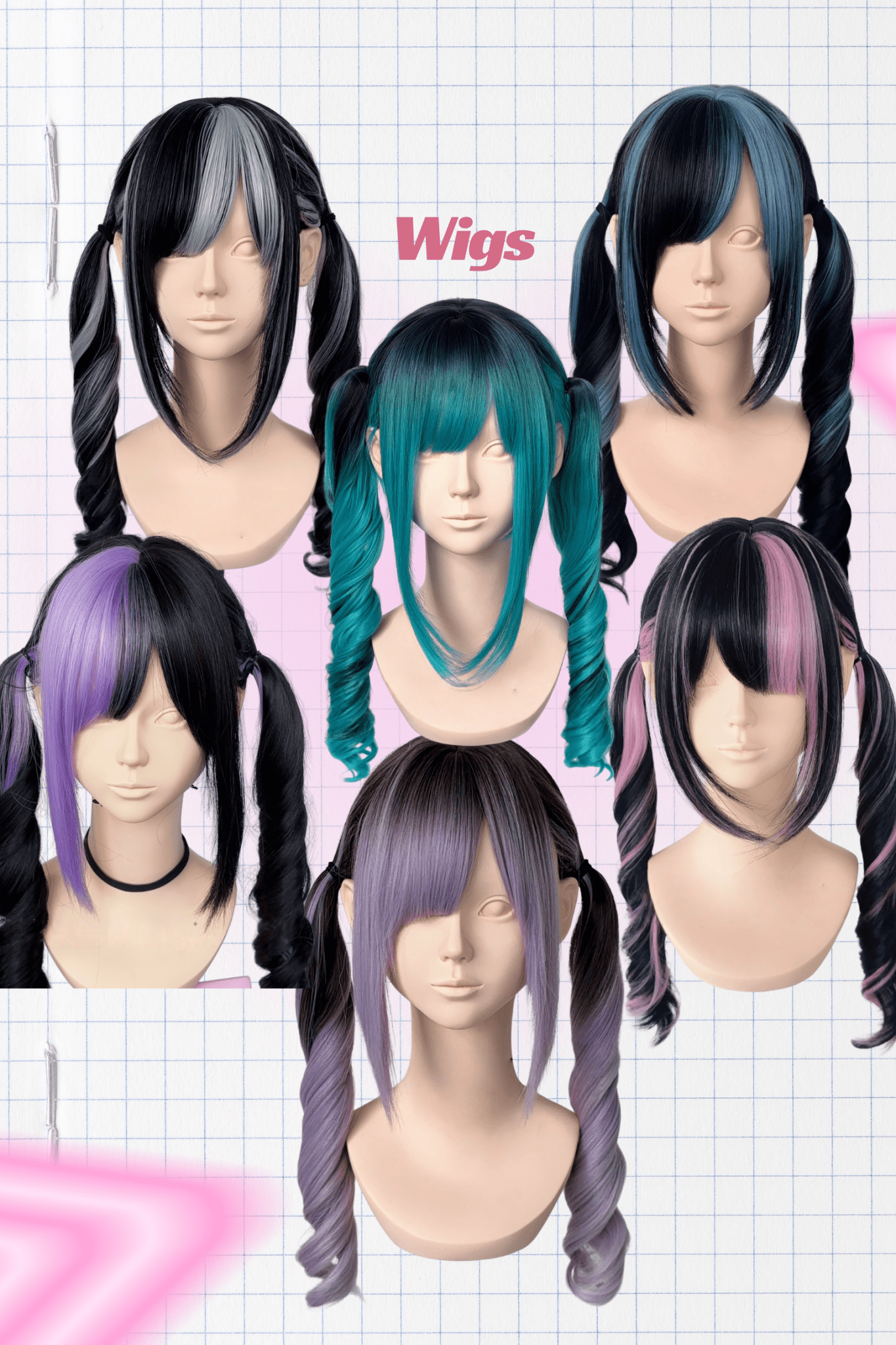 J-Fashion Highlight Wavy Twin Tail Wig - LolitaEra