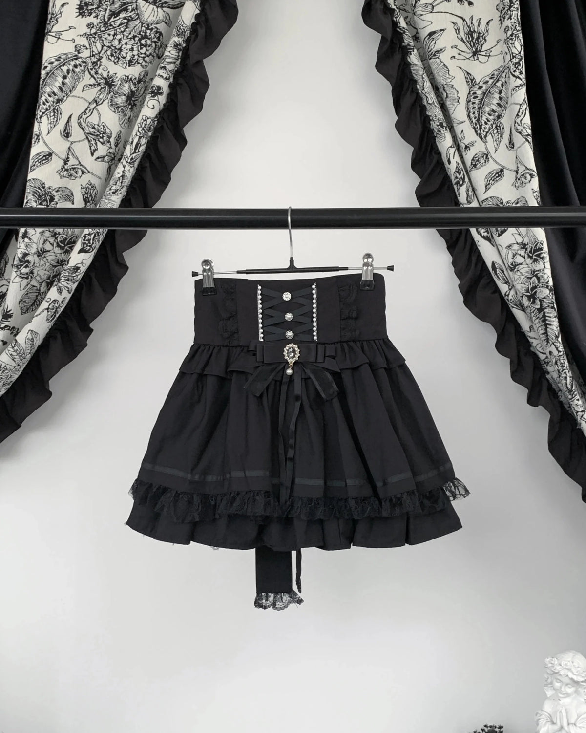 J-Style Plaid Houndstooth Lace Lolita Mini Half Skirt - LolitaEra