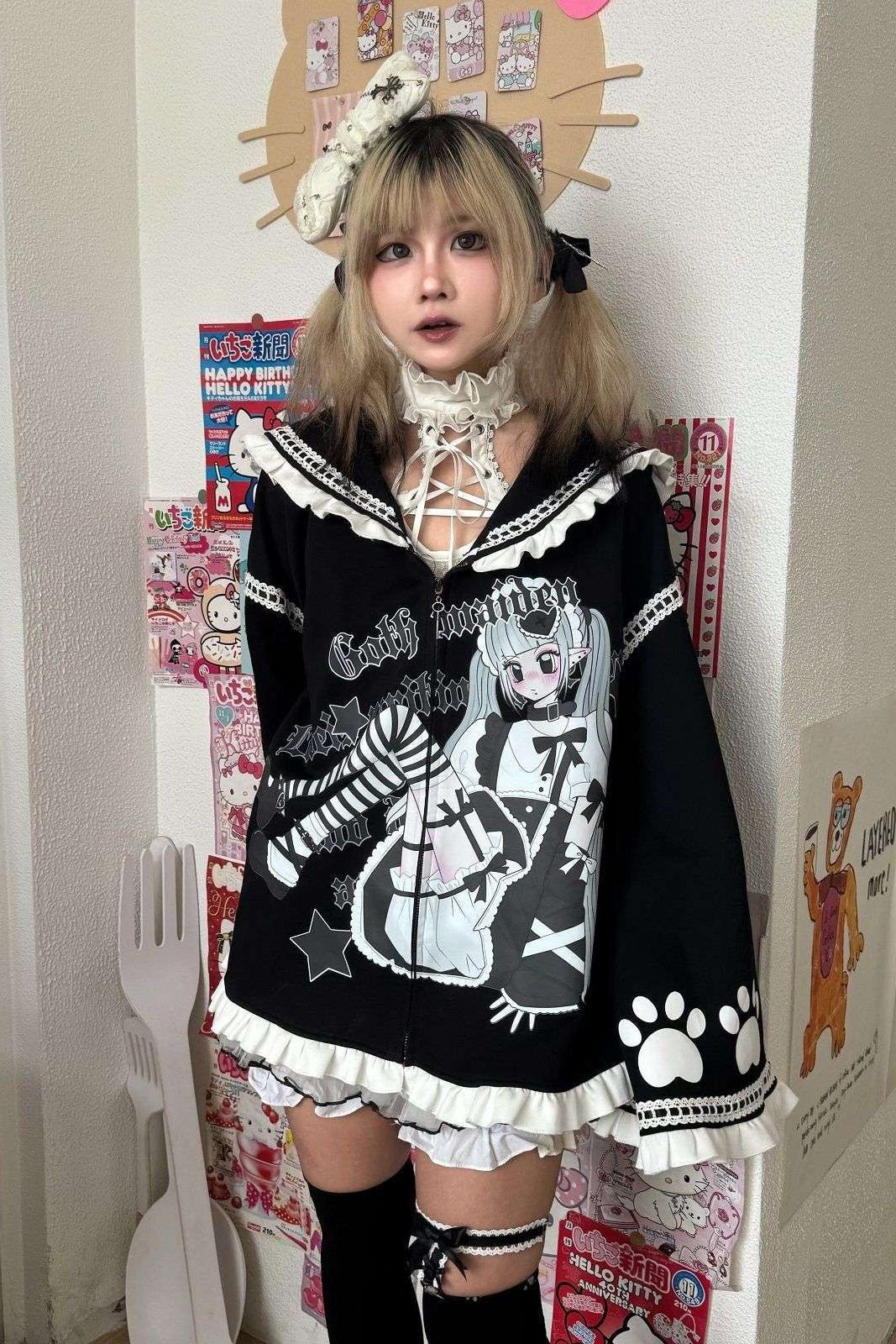 Japanese Anime Culture Sailor - collar Outwear - LolitaEraBlackMJapanese Anime Culture Sailor - collar Outwear
