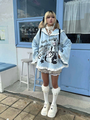 Japanese Anime Culture Sailor - collar Outwear - LolitaEraBlueMJapanese Anime Culture Sailor - collar Outwear