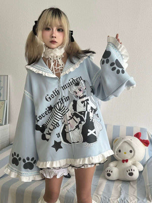 Japanese Anime Culture Sailor - collar Outwear - LolitaEraBlueMJapanese Anime Culture Sailor - collar Outwear