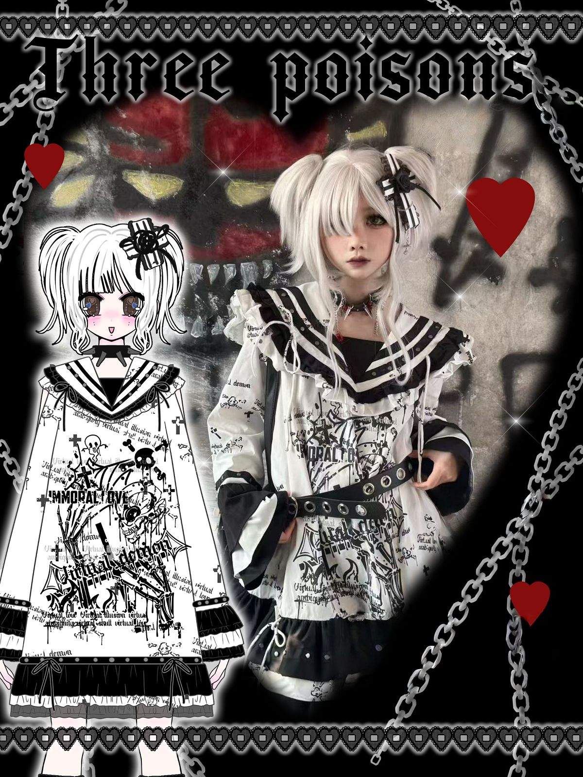 Japanese Dark Gothic JK Bow - adorned Sailor Dress - LolitaEraBlackOne sizeJapanese Dark Gothic JK Bow - adorned Sailor Dress