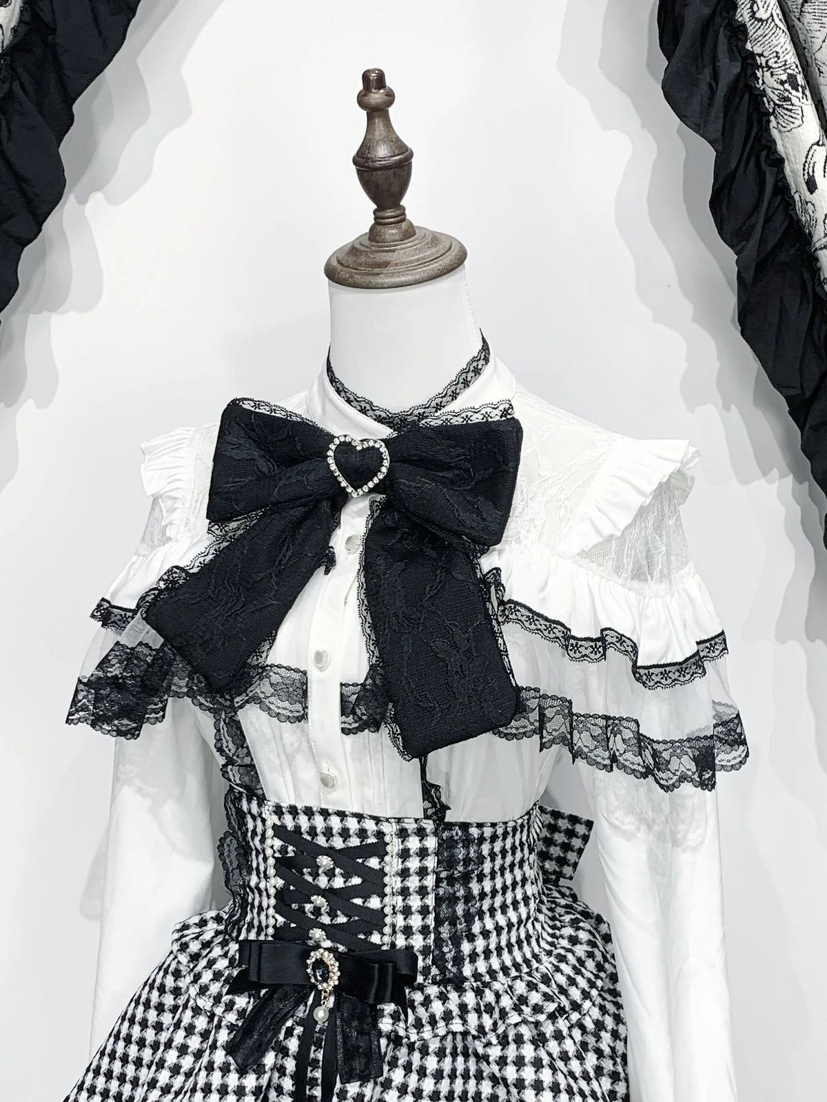 Shirt Virtual Heaven Original Design Mass-Produced Japanese-Style Lace Short-Sleeve Long-Sleeve Bow Cute Elaborate Workmanship for Home Wear
