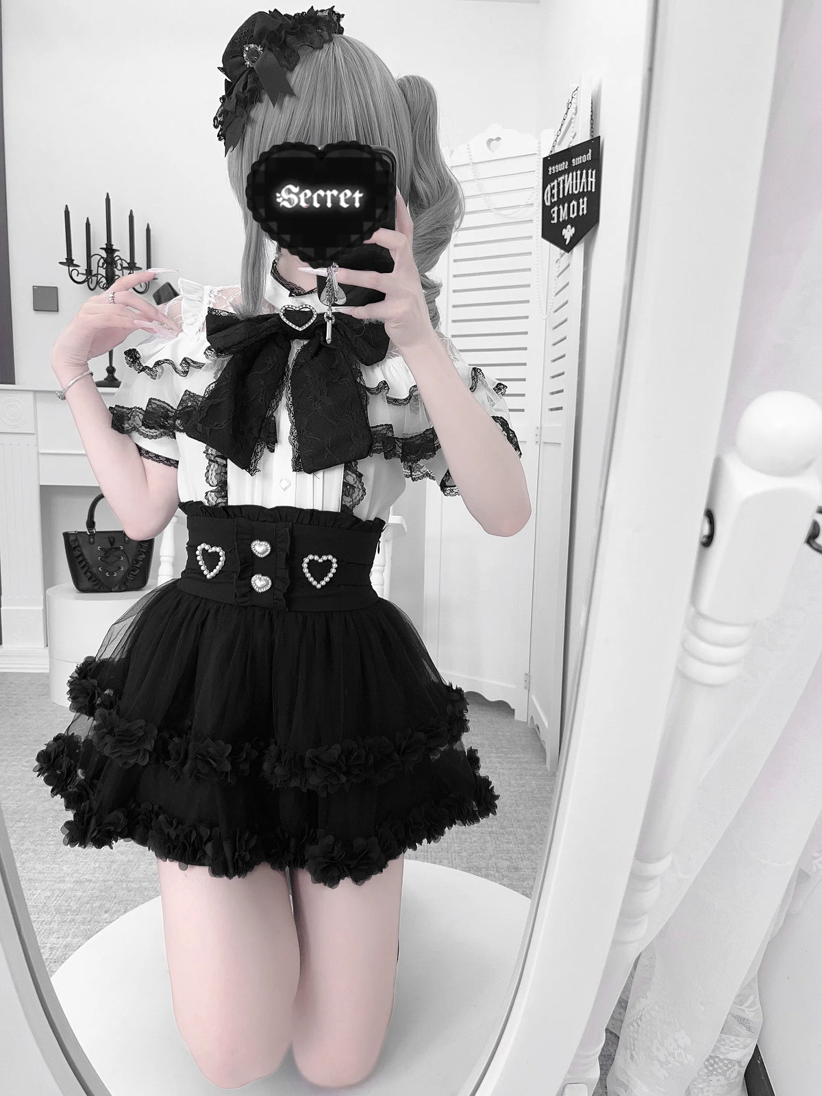 Shirt Virtual Heaven Original Design Mass-Produced Japanese-Style Lace Short-Sleeve Long-Sleeve Bow Cute Elaborate Workmanship for Home Wear