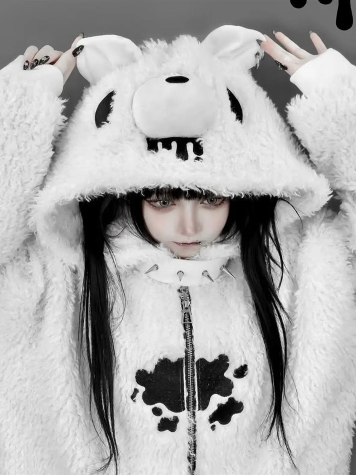 Japanese-Style Soft and Cute Plush Coat, New Autumn and Winter Model with Bear Ears, Subculture Y2K Sweet Cool Lamb Wool Sweatshirt
