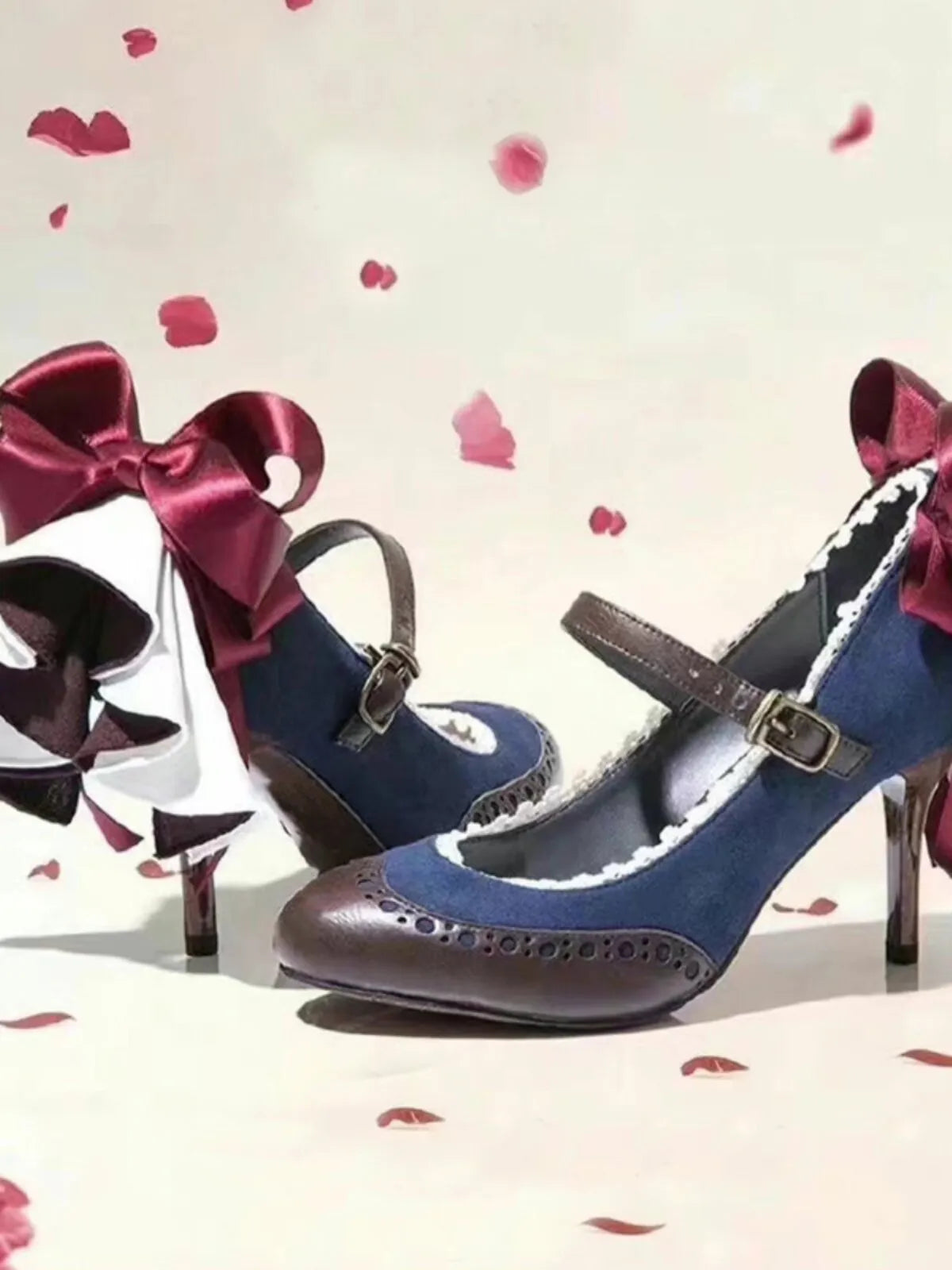Violet Evergarden Japanese Sweet High Heels Bow Lolita Women's Shoes Round Toe Mary Jane Cla Style