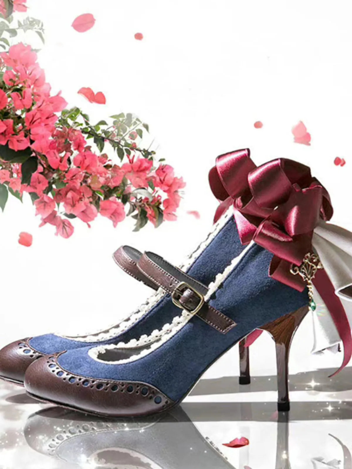 Violet Evergarden Japanese Sweet High Heels Bow Lolita Women's Shoes Round Toe Mary Jane Cla Style