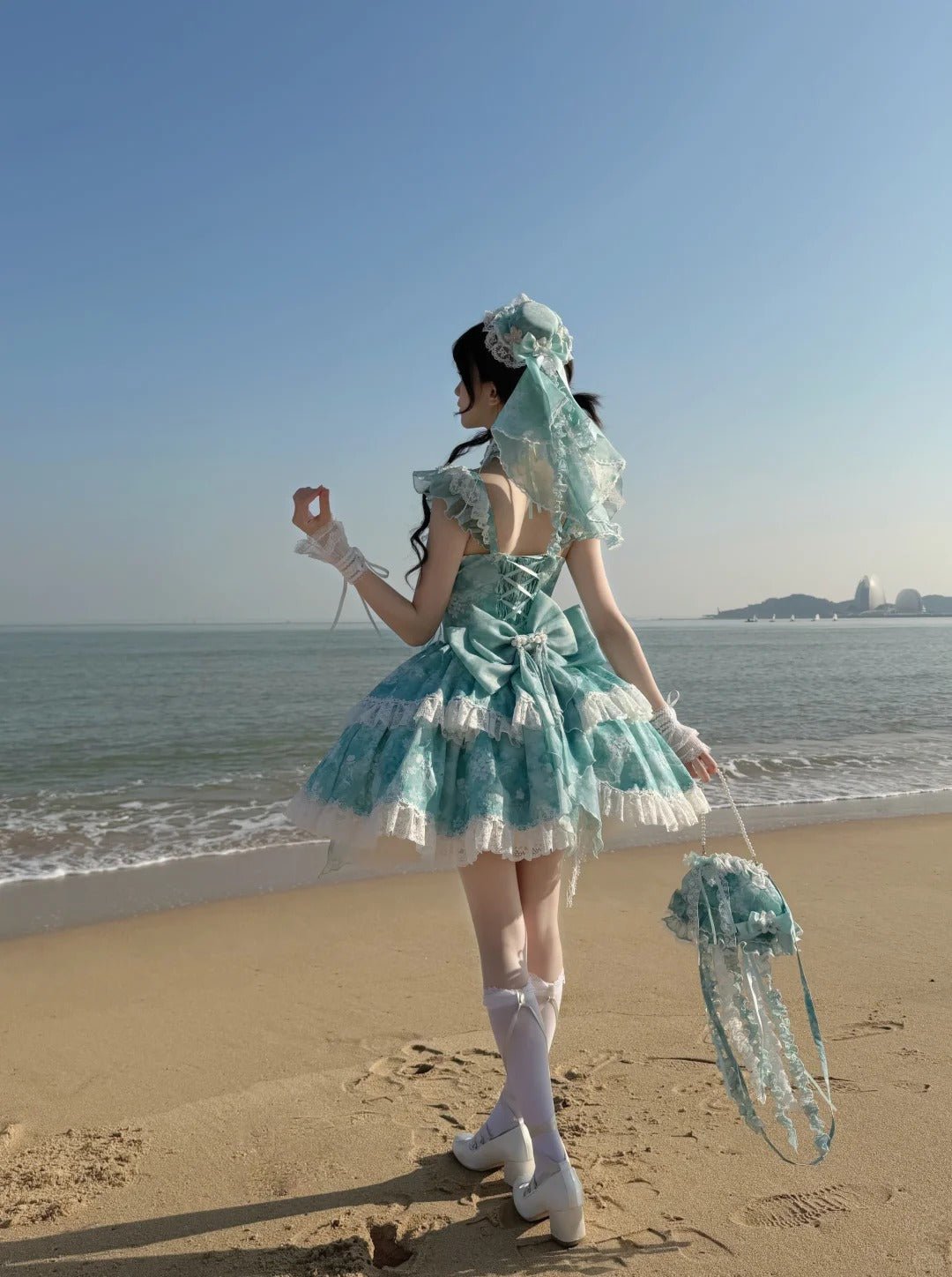 Jellyfish Pear Blossom Daily Lolita Blue JSK Dress - LolitaEra