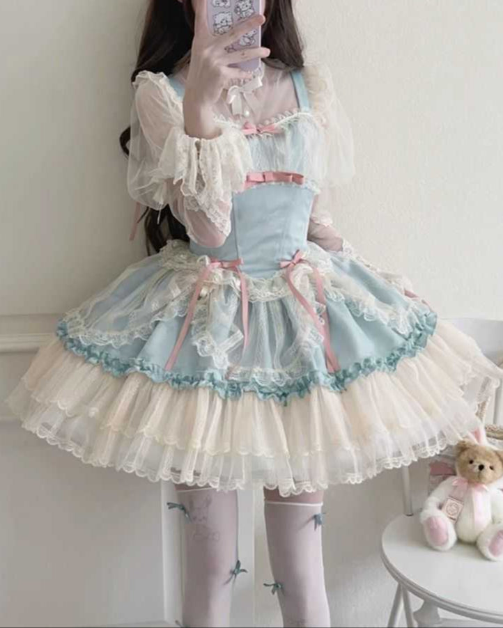 Lolita Cute Vintage Lace Chiffon SK Dress LS1002