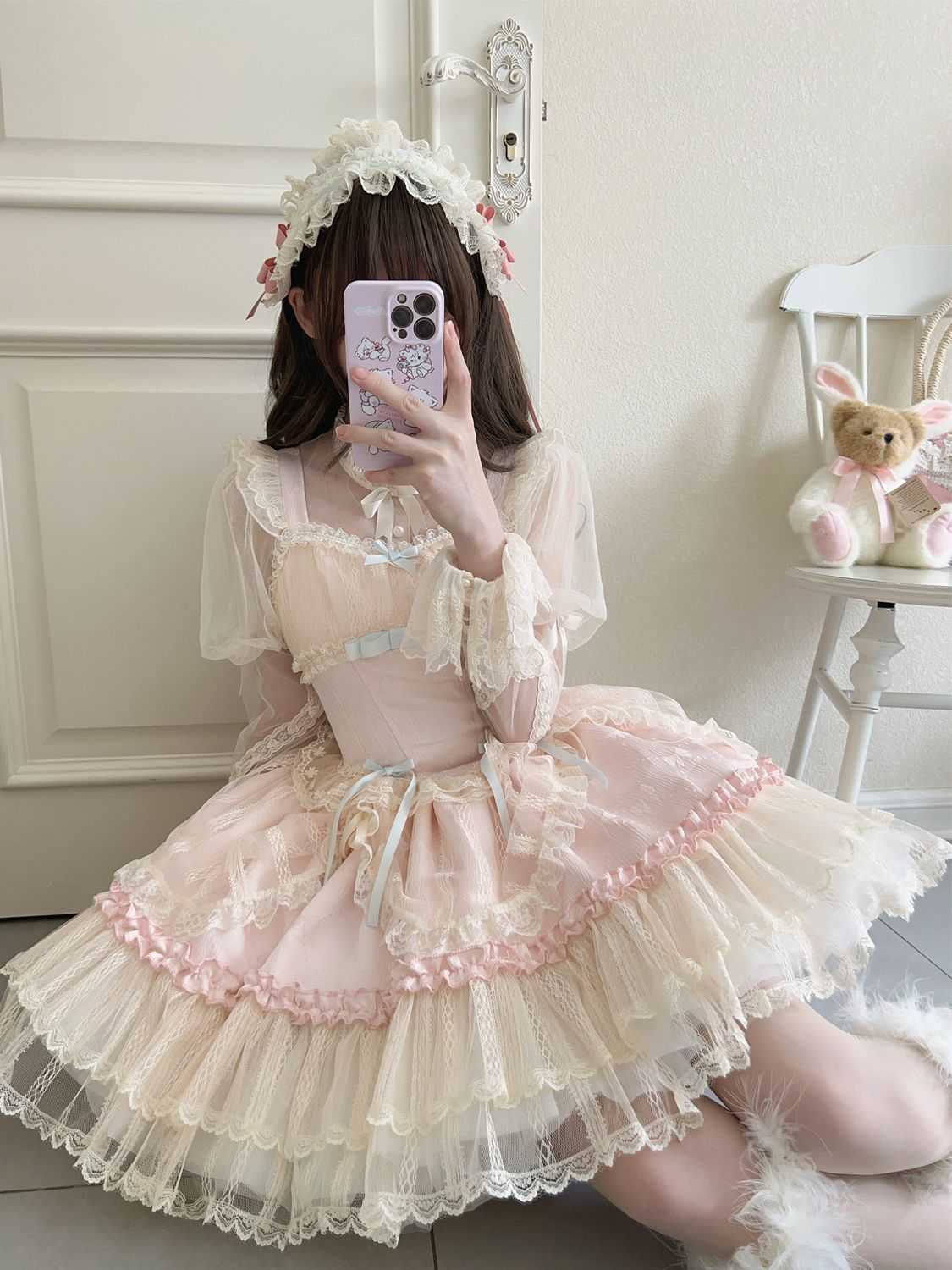 Lolita Cute Vintage Lace Chiffon SK Dress LS1002
