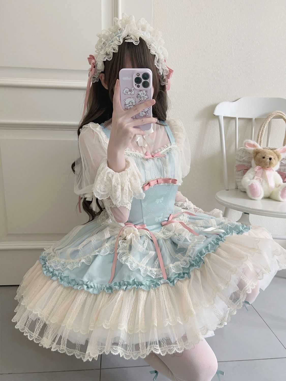 Lolita Cute Vintage Lace Chiffon SK Dress LS1002