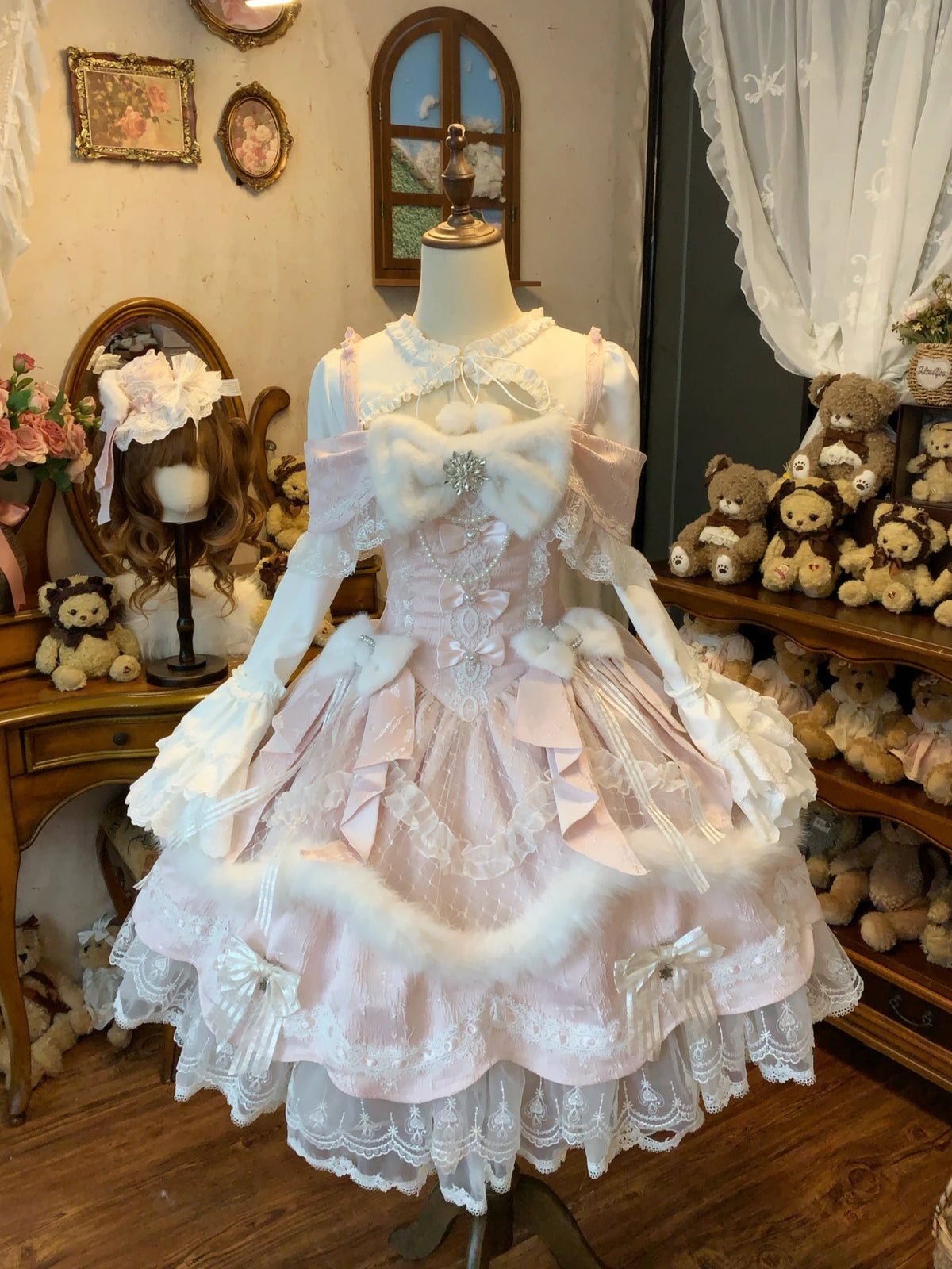 Snowfall Letter Lolita Autumn Winter Plush JSK Dress