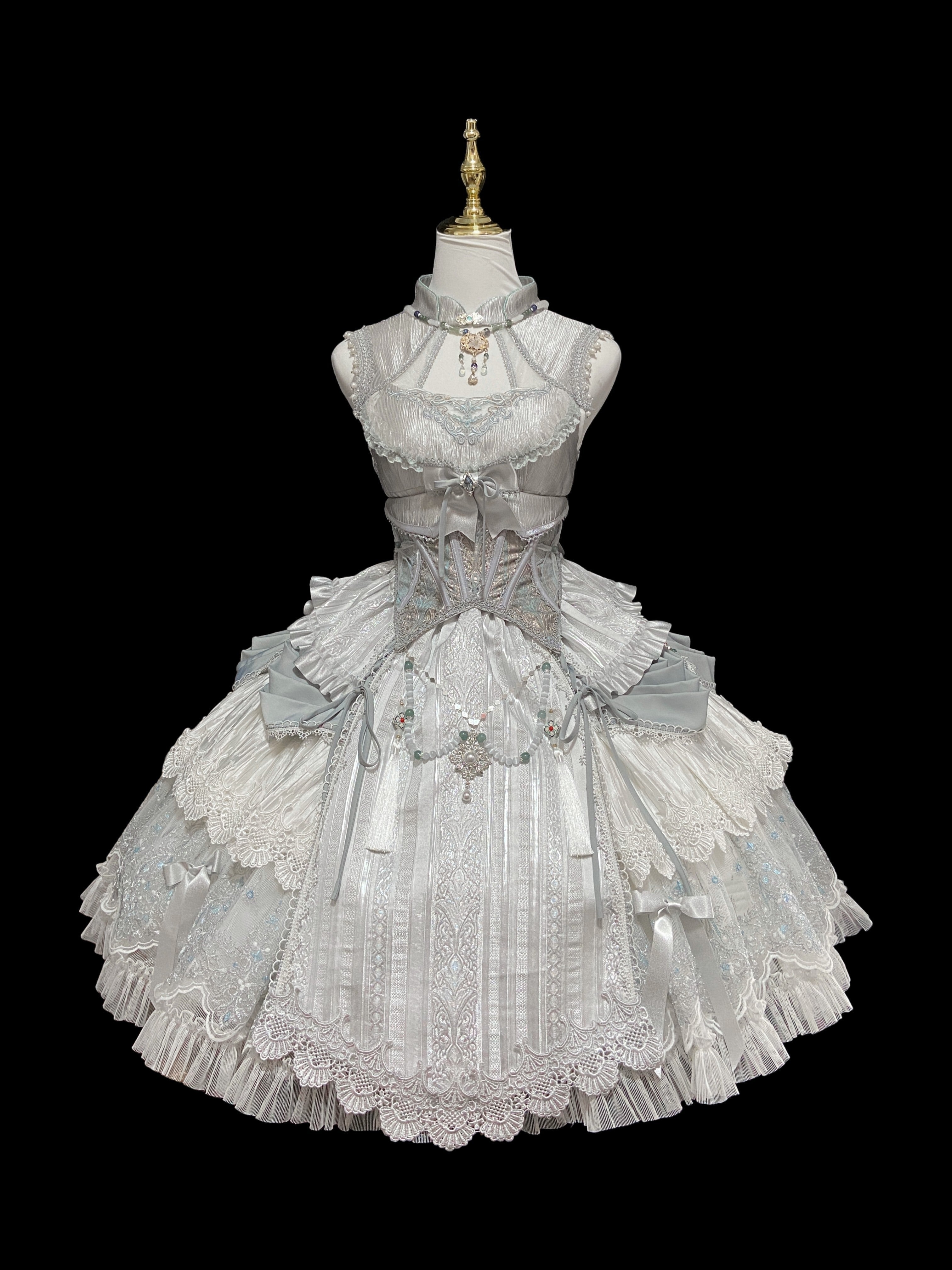 Candle Dragon Spirit Lolita Fantasy White JSK Dress Set