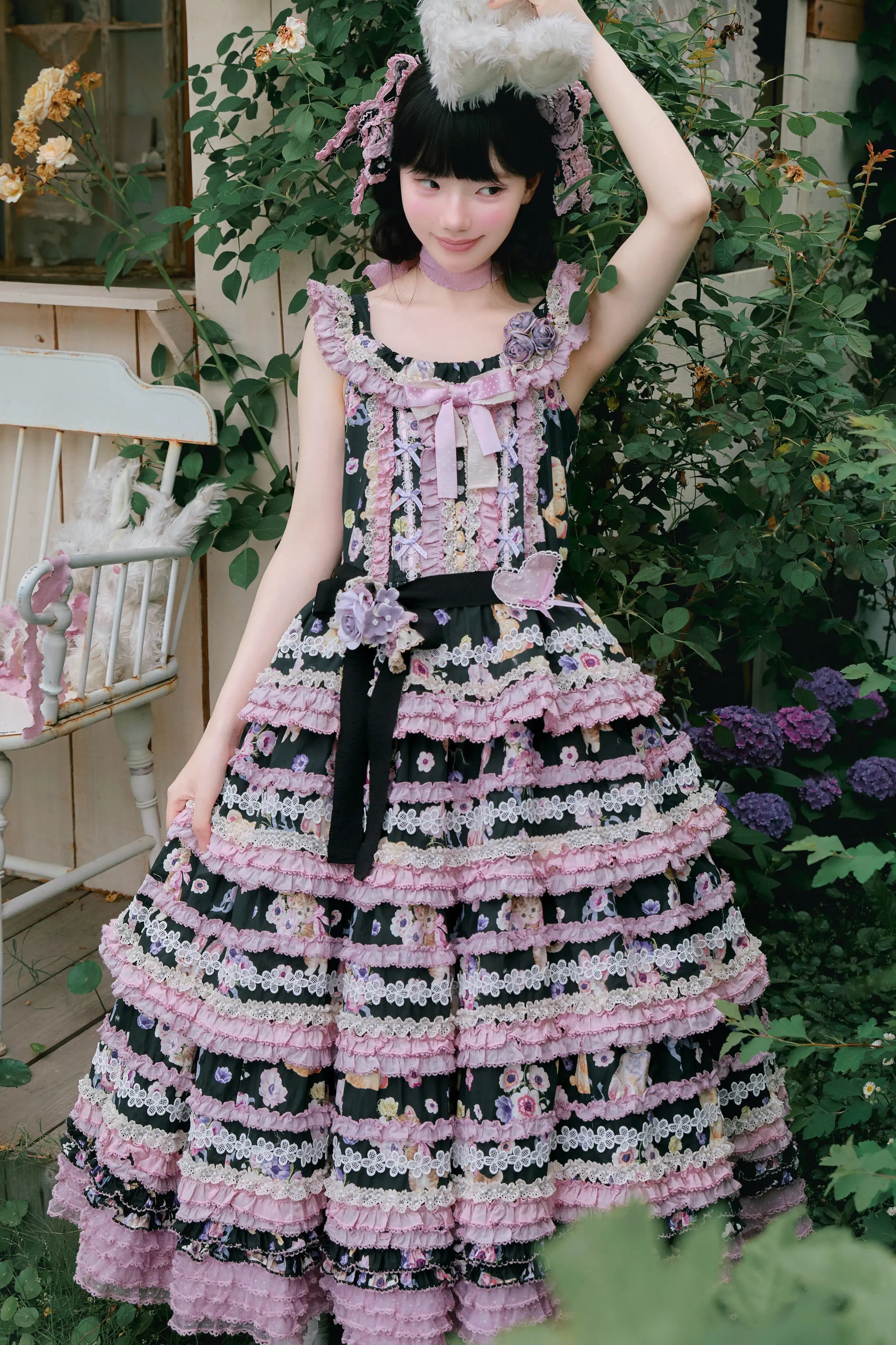 Be My Sweetheart Floral Tiered Sweet Lolita OP JSK Dress