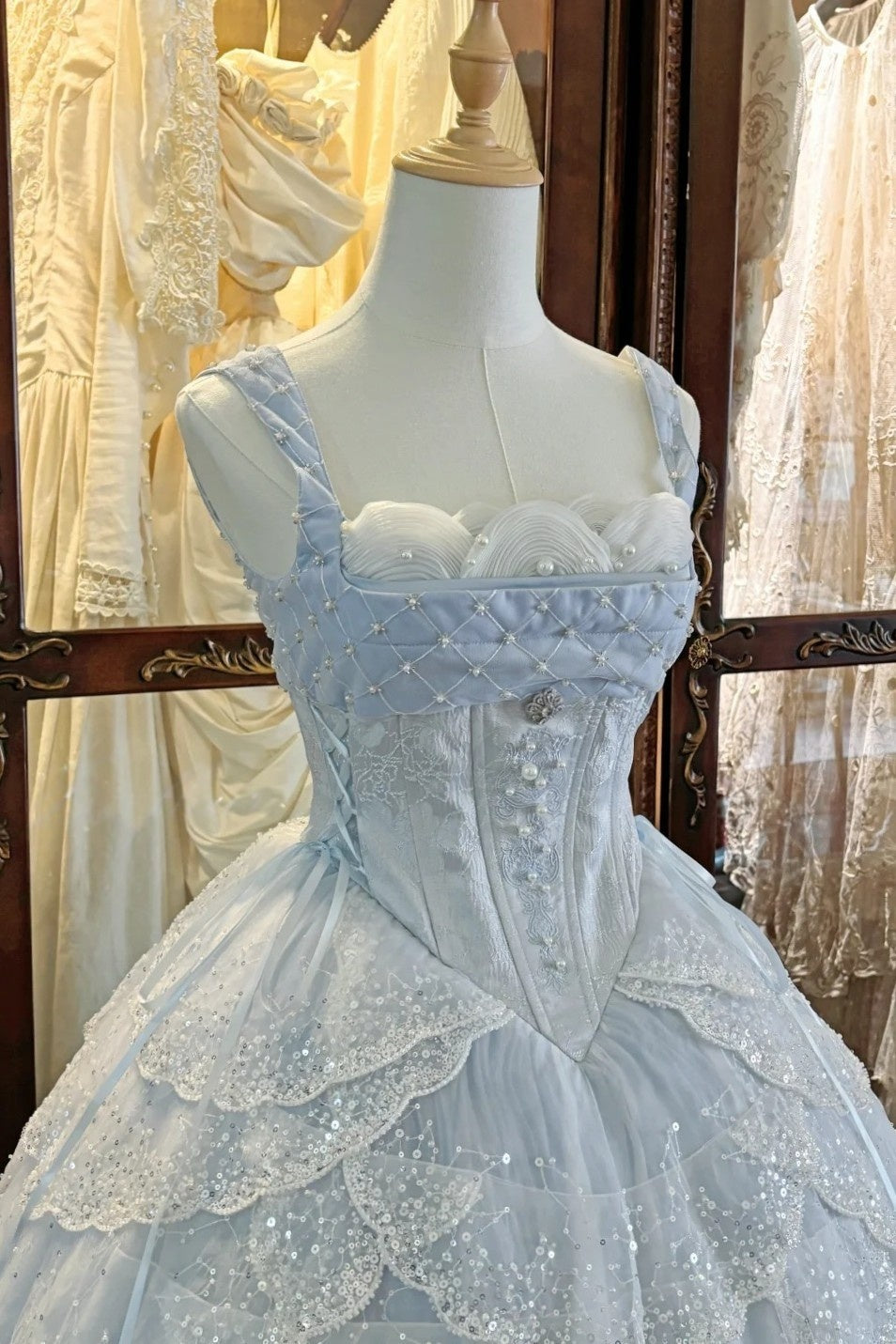Ocean Series Sky Blue Fish Scale Lolita JSK Set