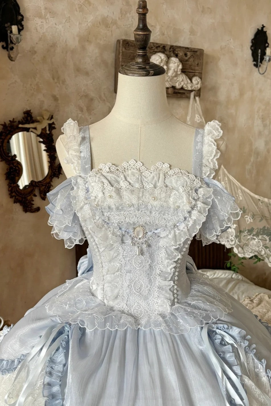 Ocean Series Sky Blue Off-Shoulder Classic Lolita JSK Set