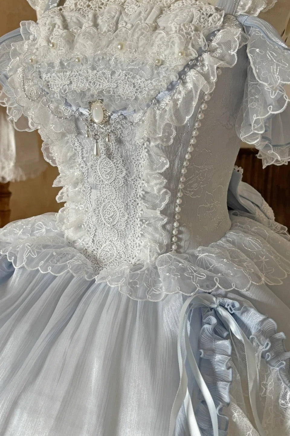 Ocean Series Sky Blue Off-Shoulder Classic Lolita JSK Set