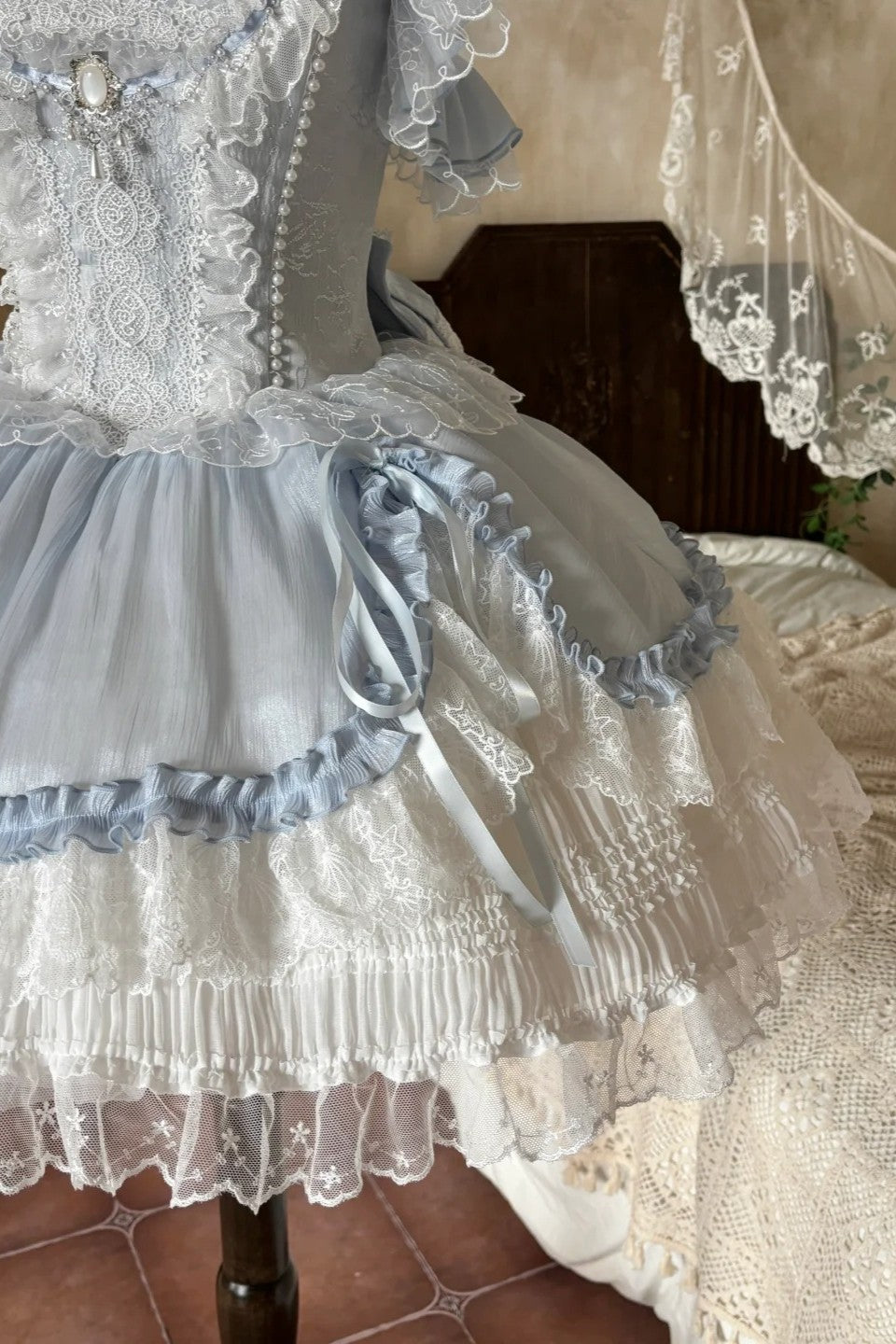 Ocean Series Sky Blue Off-Shoulder Classic Lolita JSK Set