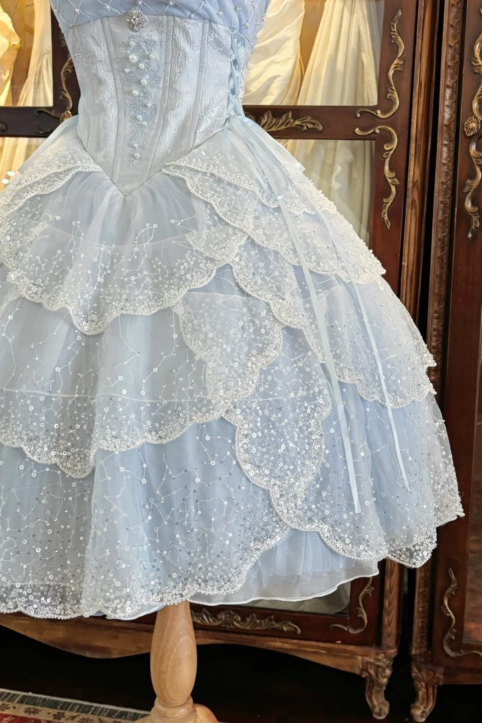Ocean Series Sky Blue Fish Scale Lolita JSK Set