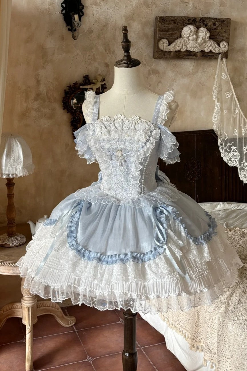 Ocean Series Sky Blue Off-Shoulder Classic Lolita JSK Set