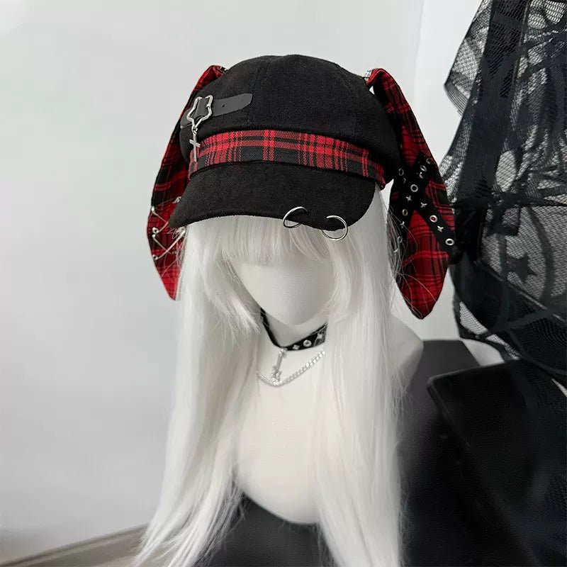 J‑Style Bunny Ear Punk Beret Alt‑Fashion Subculture Hat - LolitaEra