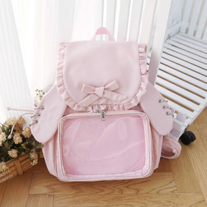 Kawaii Bunny Ear Large - Capacity Backpack Ita Bag 1287 - LolitaEraPinkKawaii Bunny Ear Large - Capacity Backpack Ita Bag 1287