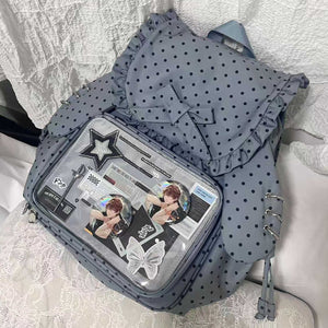 Kawaii Bunny Ear Large - Capacity Backpack Ita Bag 1287 - LolitaEraDotsKawaii Bunny Ear Large - Capacity Backpack Ita Bag 1287