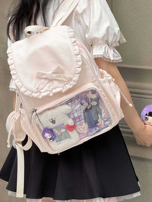Kawaii Bunny Ear Large - Capacity Backpack Ita Bag 1287 - LolitaEraPinkKawaii Bunny Ear Large - Capacity Backpack Ita Bag 1287