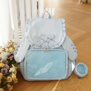 Kawaii Bunny Ear Large - Capacity Backpack Ita Bag 1287 - LolitaEraBlueKawaii Bunny Ear Large - Capacity Backpack Ita Bag 1287