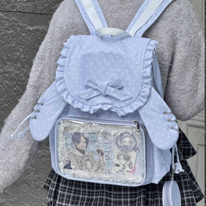 Kawaii Bunny Ear Large - Capacity Backpack Ita Bag 1287 - LolitaEraDeep BlueKawaii Bunny Ear Large - Capacity Backpack Ita Bag 1287