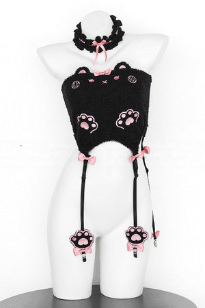 Kawaii Cat Ear Plush Fitted Mini Skirt - LolitaEraBlackOne sizeKawaii Cat Ear Plush Fitted Mini Skirt