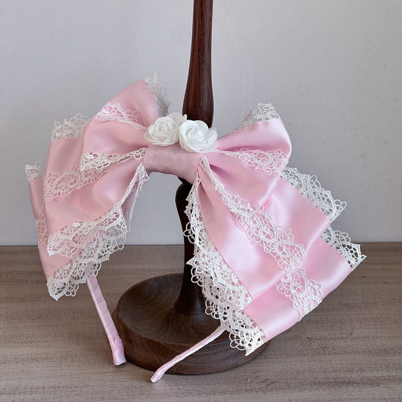 Lolita Pink Sweet Lace Bow Bonnet/KC/Sleeves LE6003
