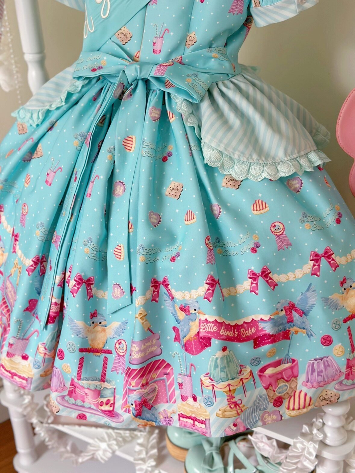 Kingfisher Pastry Chef Sweet Print Lolita OP Dress - LolitaEraBlack OP+SashSKingfisher Pastry Chef Sweet Print Lolita OP Dress